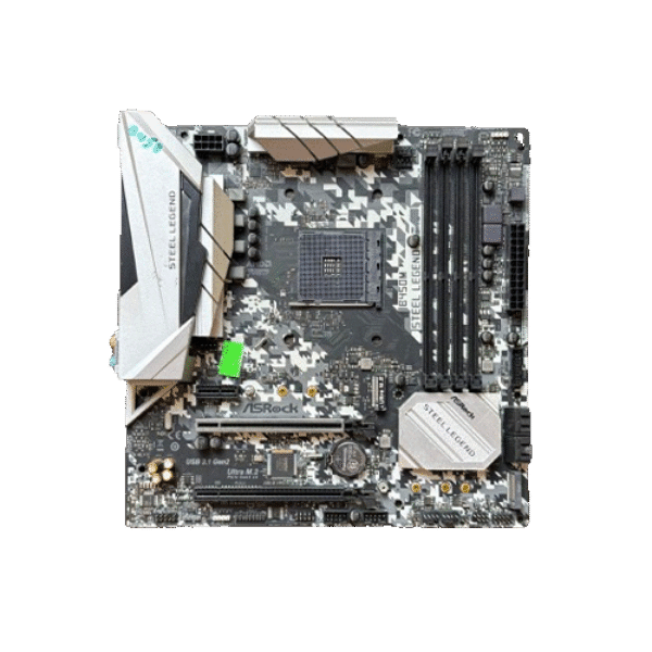 USED ASROCK STEEL LEGEND B450 4RAM SLOT GAMING MOTHERBOARD